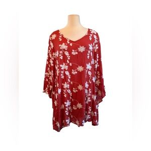 Umgee Rusty Orange Floral Tunic Top